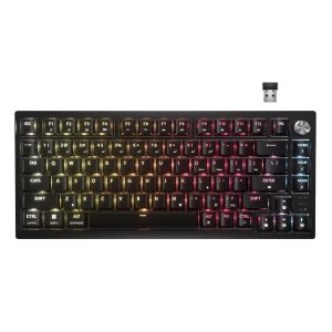 Corsair K65 PLUS WIRELESS 75% RGB Mechanical Gaming Keyboard with pre-lubricated tactile switches, hot-swappable PCB, and PBT shine-through keycaps.