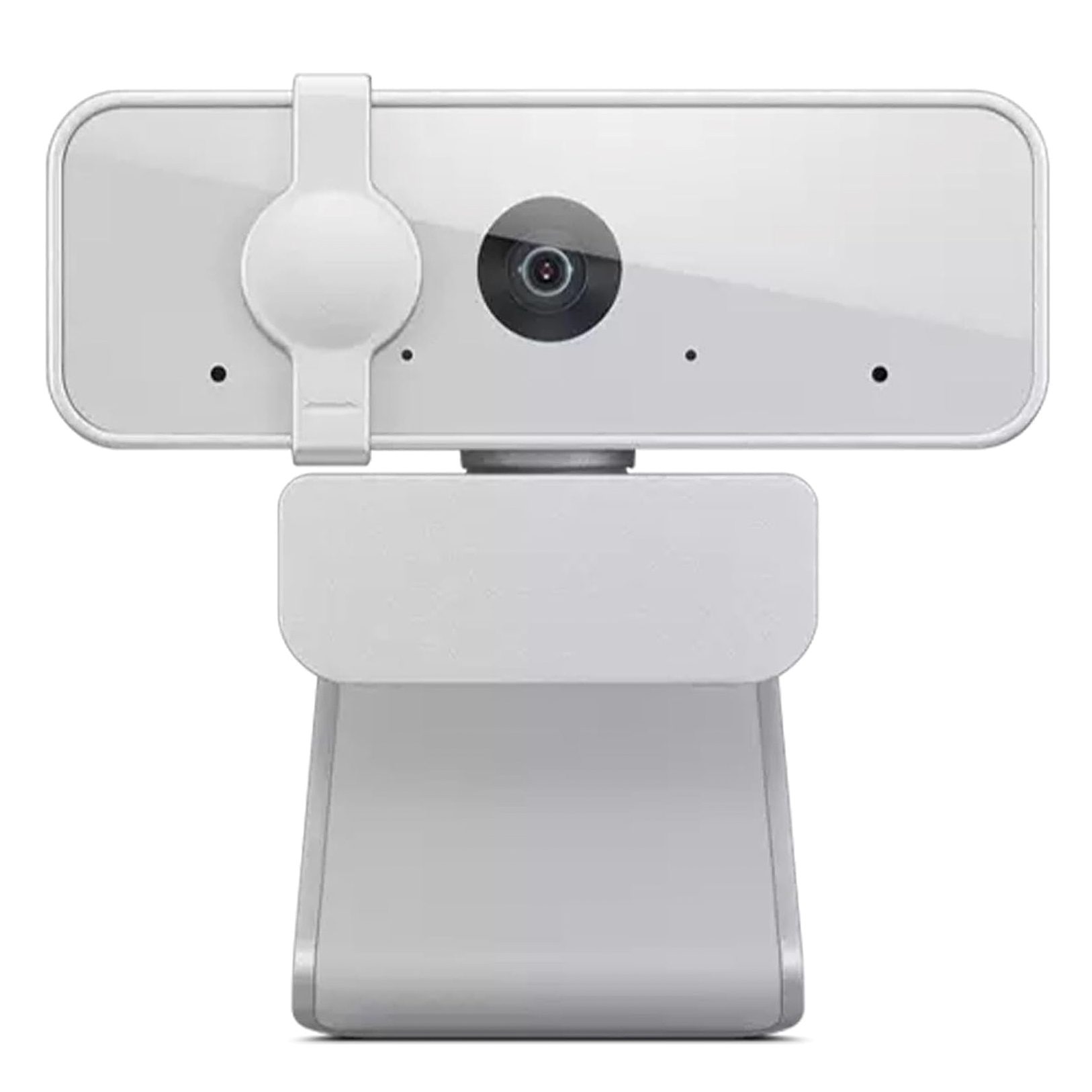 Lenovo 300 FHD Webcam with 1080p resolution, 95° wide-angle lens, dual microphones, and privacy shutter for video calls and streaming.