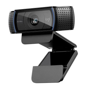 Logitech C920x HD Pro Webcam with 1080p video, dual mics, and light correction for clear video calls and recordings.