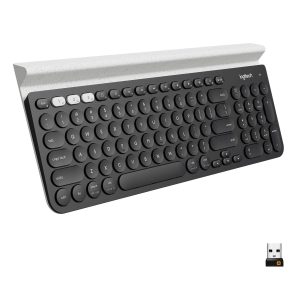 Logitech K780 Multi-Device Wireless Keyboard with built-in stand and multi-device support.