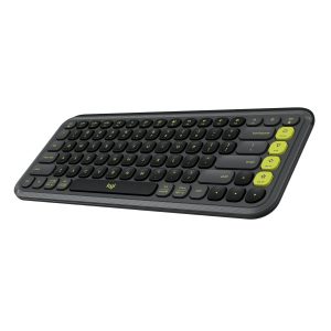 Colorful Logitech POP ICON Keys Wireless Bluetooth Keyboard with contoured keys.