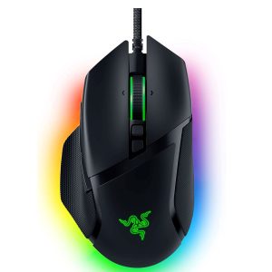Razer Basilisk V3 Gaming Mouse with ergonomic design, 11 programmable buttons, and RGB lighting.