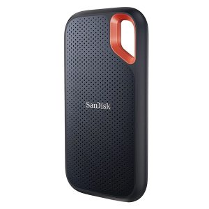 SanDisk 2TB Extreme Portable SSD with NVMe technology and AES encryption.