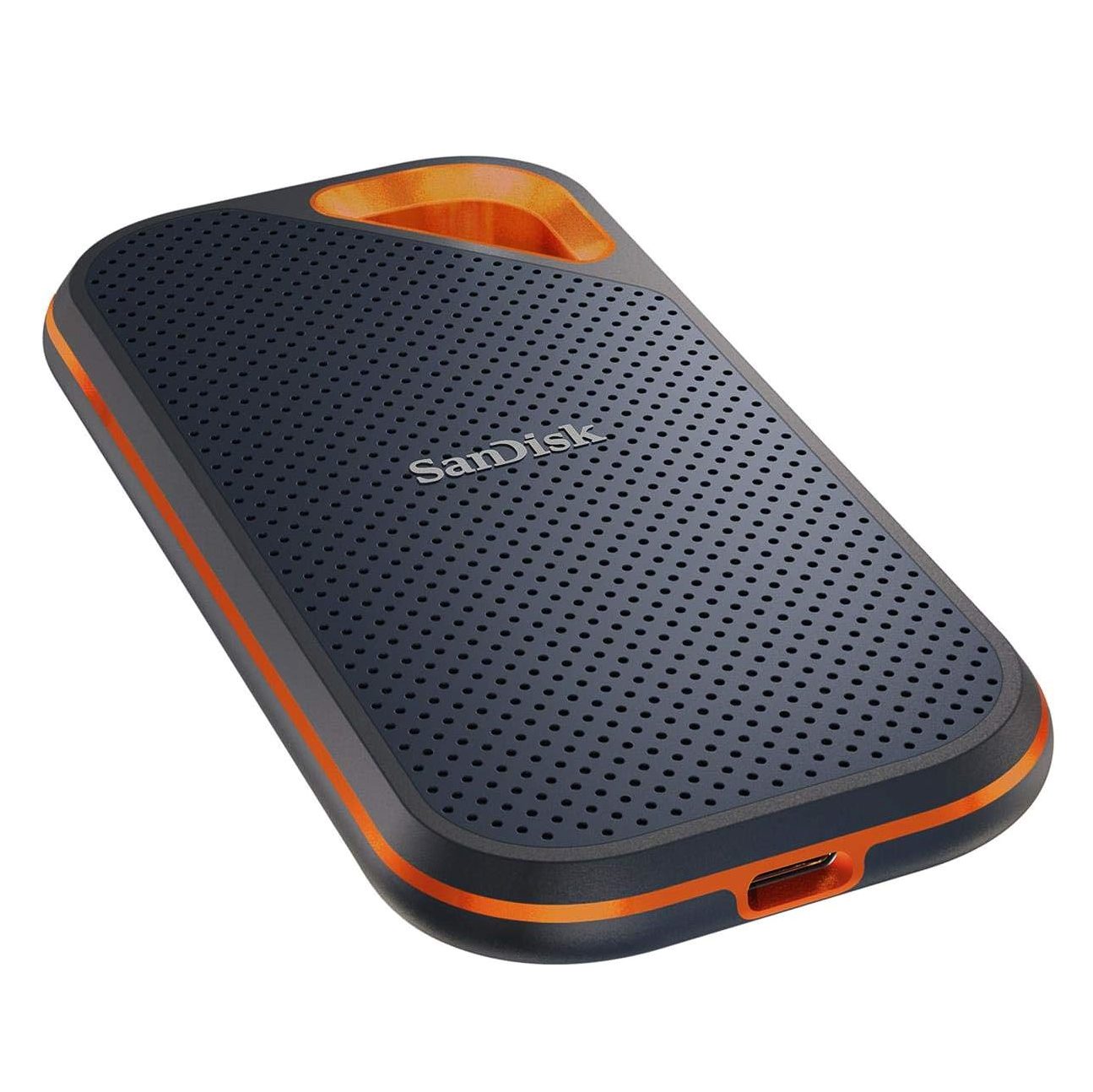 SanDisk Extreme Pro 1TB Portable SSD with 1050MB/s speeds, USB-C, ruggedized design, and water resistance.