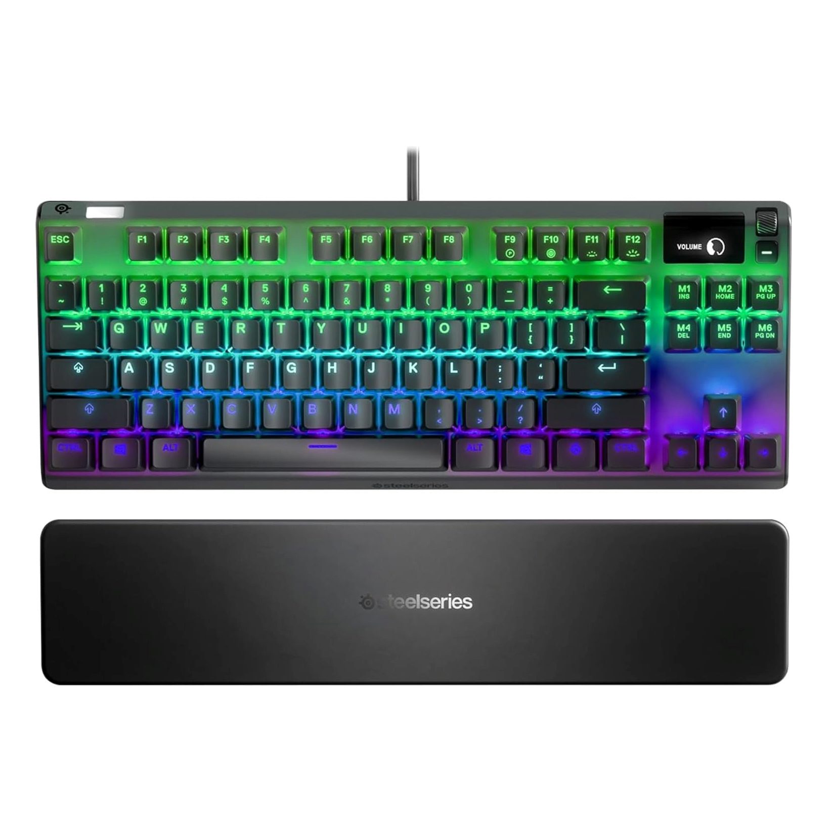 SteelSeries Apex 7 TKL Compact Mechanical Gaming Keyboard with Red Switches and OLED Smart Display.