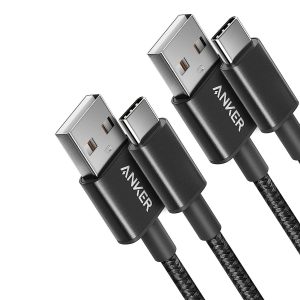 Anker USB to USB C Cable (2 Pack, 3FT) with fast charging and data transfer for Galaxy, LG, and more.