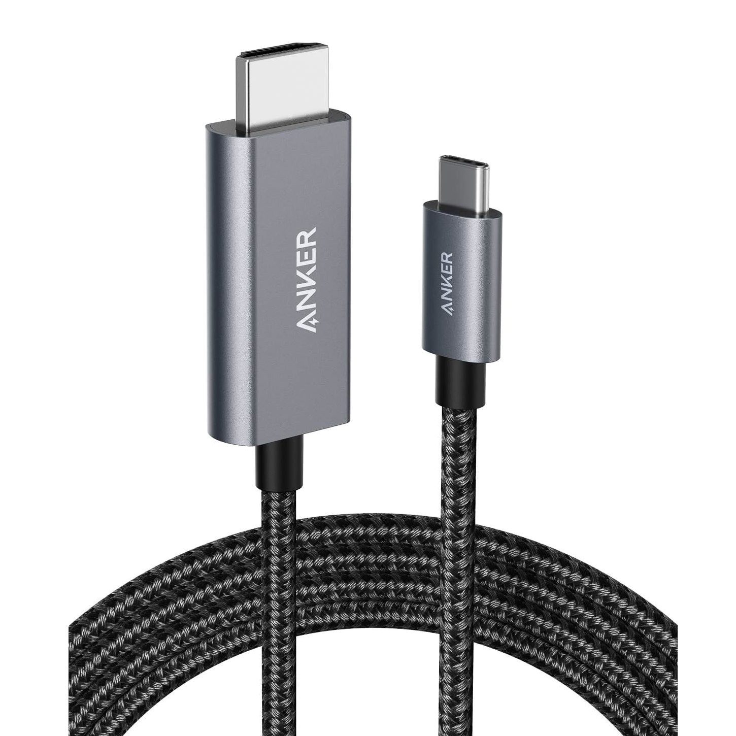 Anker USB-C to HDMI Cable 6ft, 4K 60Hz, Thunderbolt 3/4, high-speed, durable nylon cable.