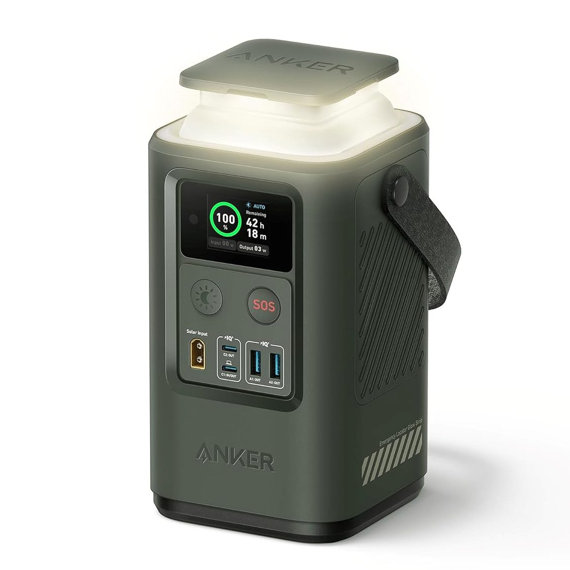 Anker Power Station with 60,000mAh battery, dual USB-C ports, and retractable emergency light.