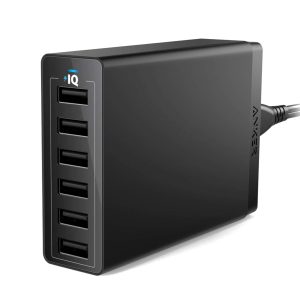 Anker PowerPort 6 USB Charger with 6 ports for fast, safe, and efficient charging of multiple devices.