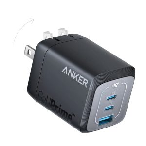 Anker Prime 67W USB C GaN Wall Charger with 3 ports for fast and efficient charging.
