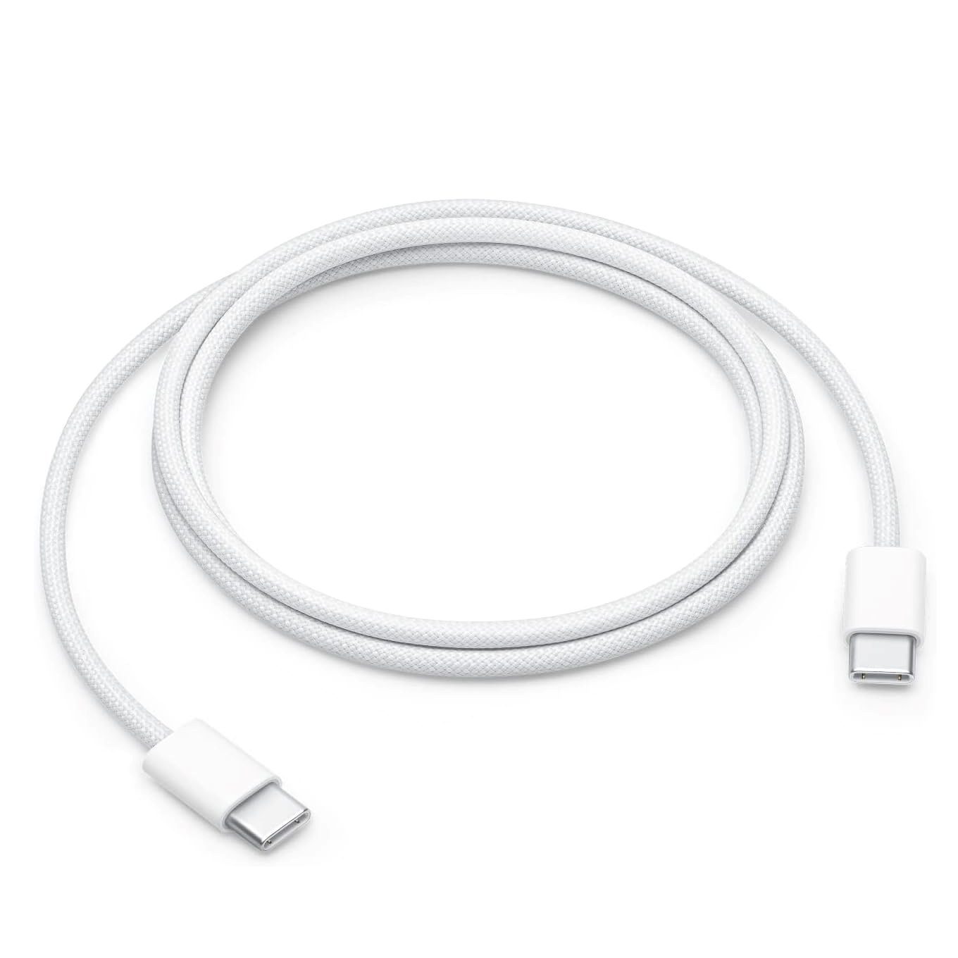 Apple USB-C Woven Charge Cable with braided design for fast charging and syncing USB-C devices.