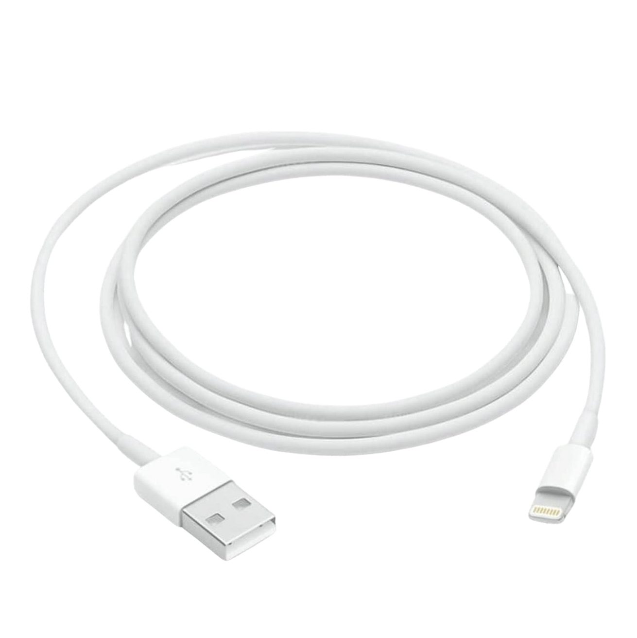 Apple Lightning to USB Cable for syncing and charging iPhone, iPad, and AirPods.