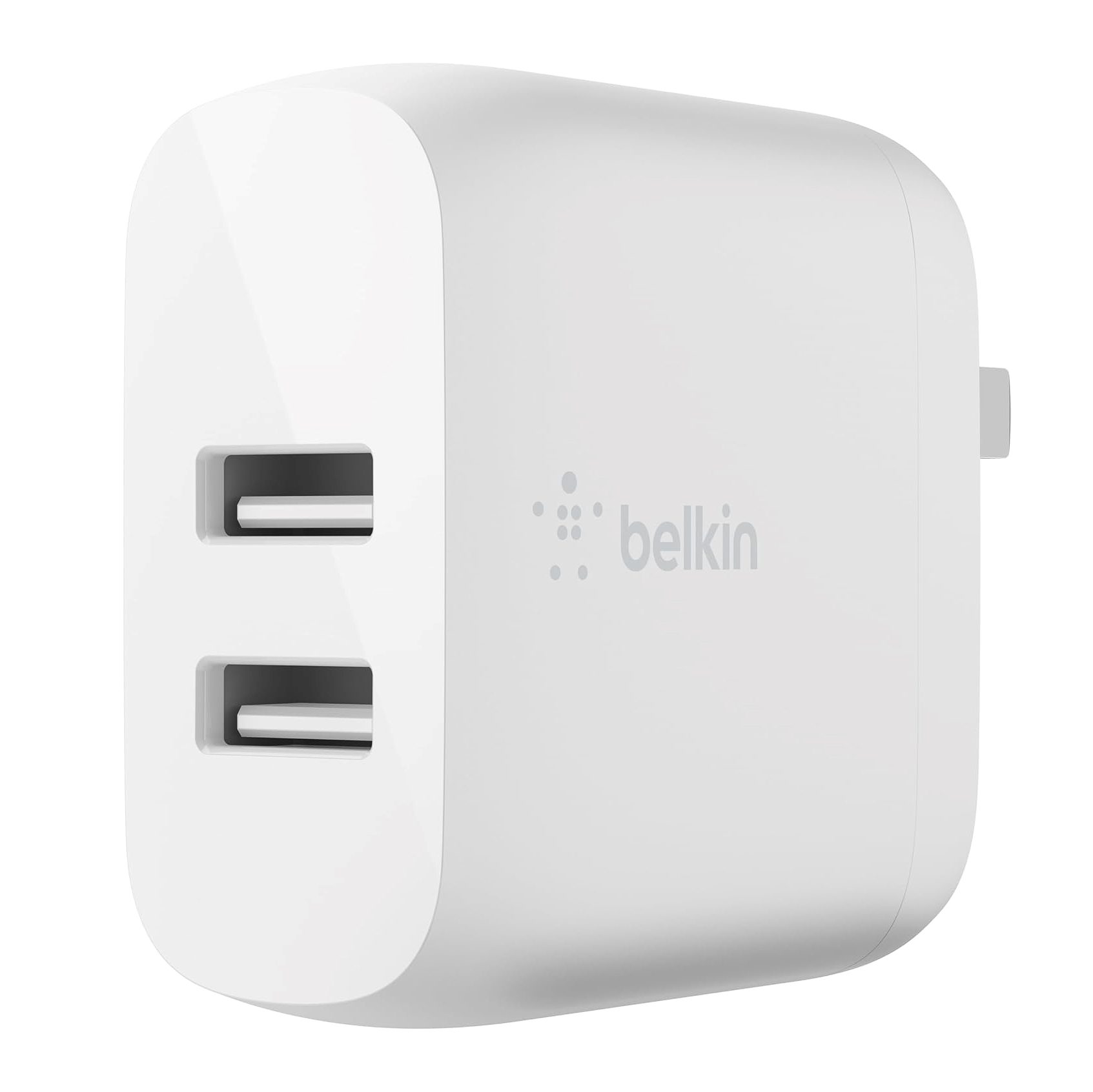Belkin 24W Dual USB Wall Charger for fast charging two devices simultaneously.