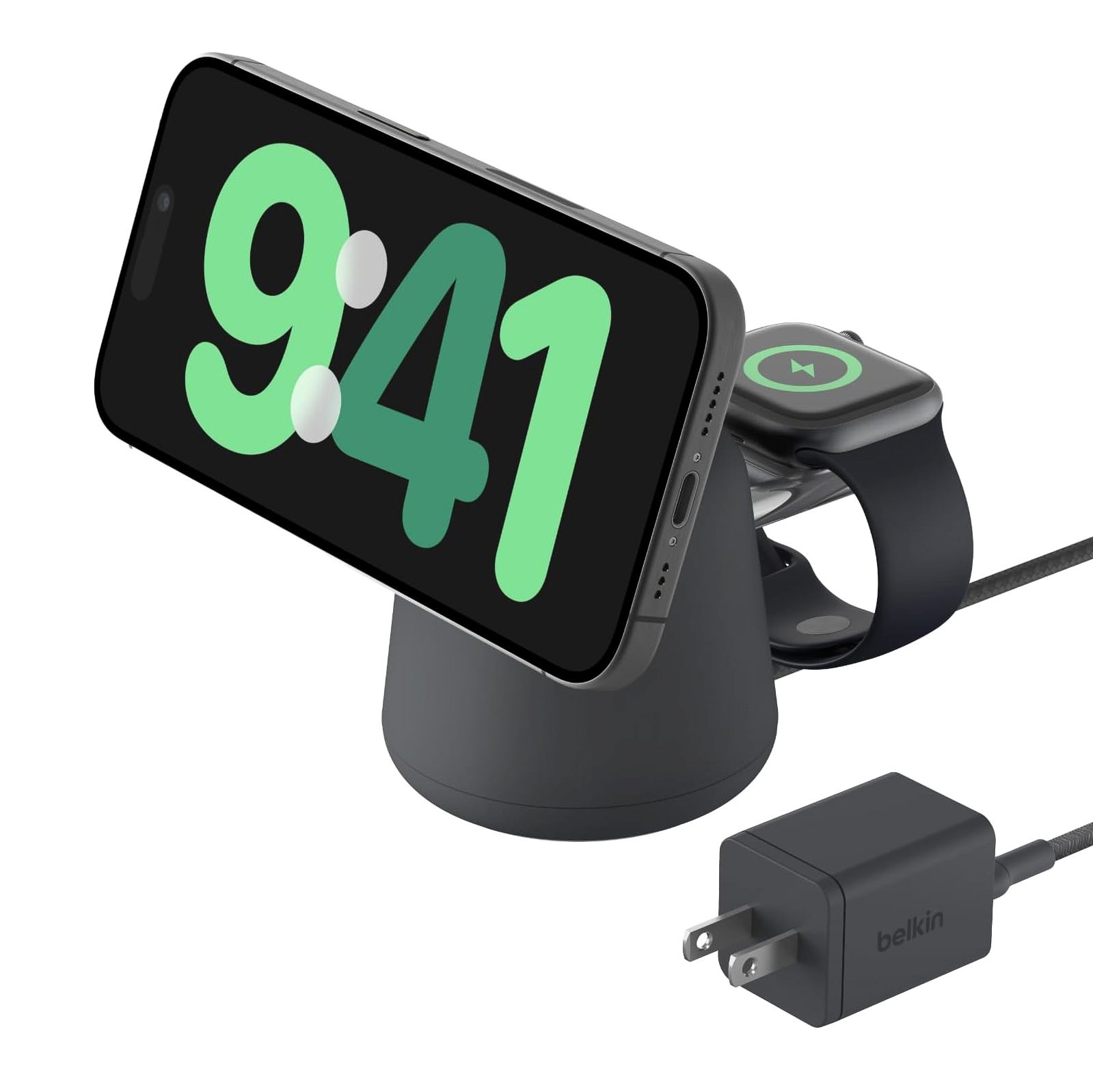 Belkin 2-in-1 MagSafe Wireless Charging Dock for iPhone and AirPods with fast charging.