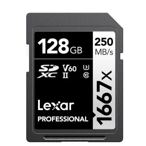 Lexar 128GB Professional 1667x SDXC Memory Card for High-Speed Photography and 4K Video