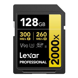 Lexar 128GB Professional 2000x SDXC Memory Card for 8K Video and High-Speed Photography
