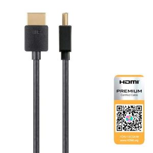 Monoprice Certified Premium High-Speed Slim HDMI Cable (Black, 1ft)  