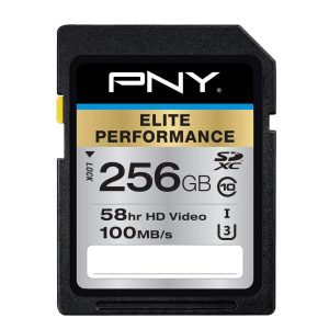 PNY 256GB Elite Performance SDXC Flash Memory Card - 95MB/s, Class 10, U3, 4K UHD, Full HD
