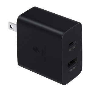 Samsung 35W Duo Wall Charger with dual-port design for fast and safe charging.