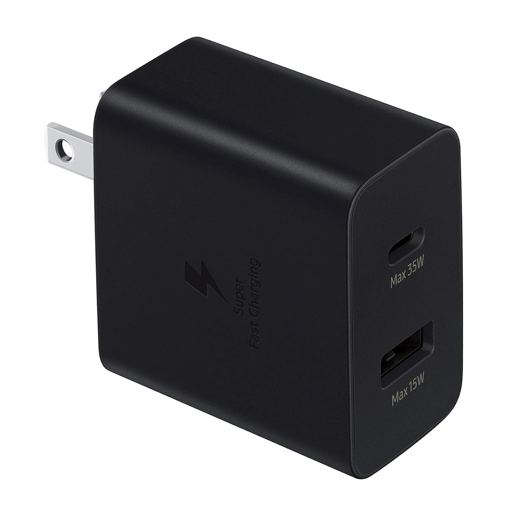 Samsung 35W Duo Wall Charger with dual-port design for fast and safe charging.