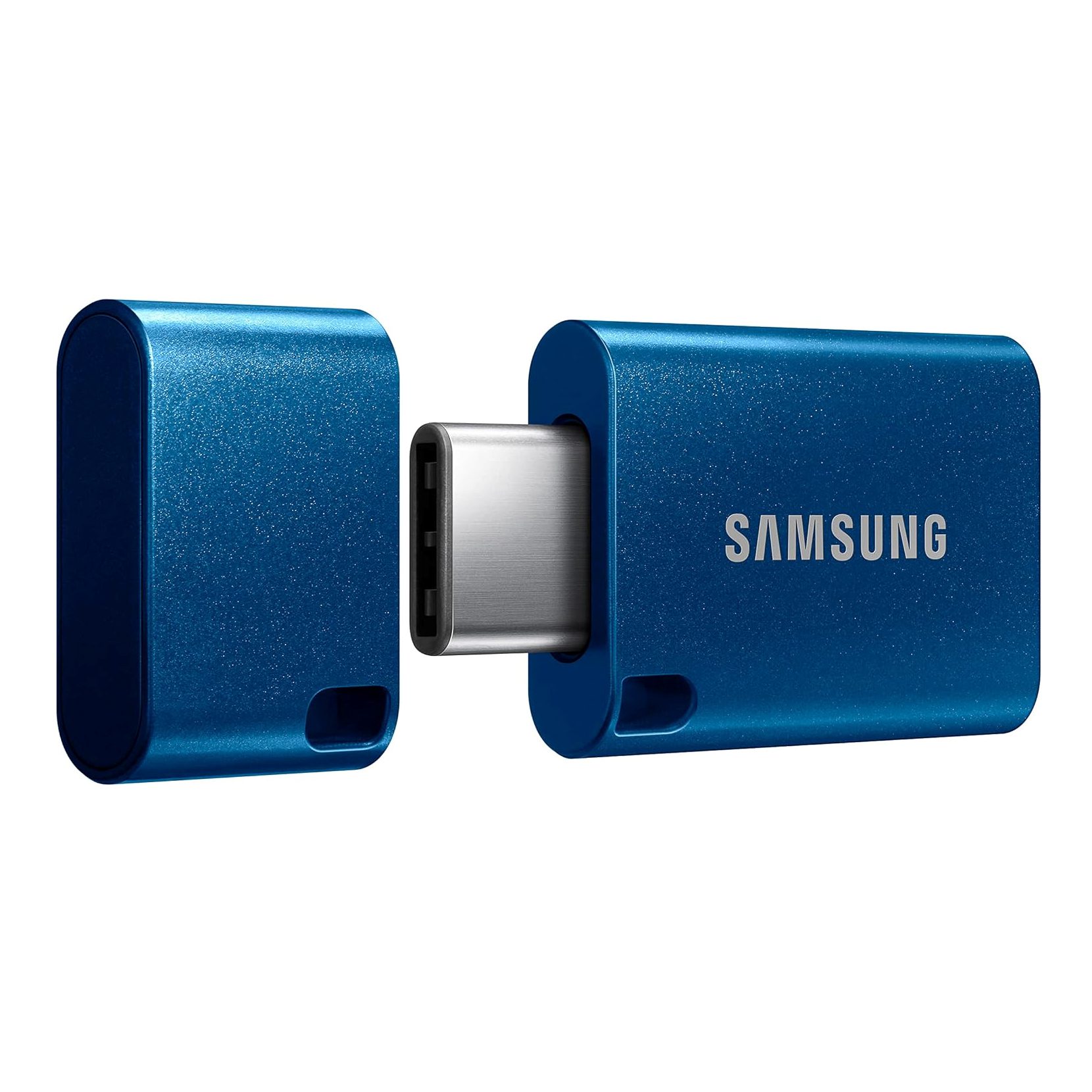 Samsung 256GB Type-C USB flash drive with blue design and 400MB/s read speed.