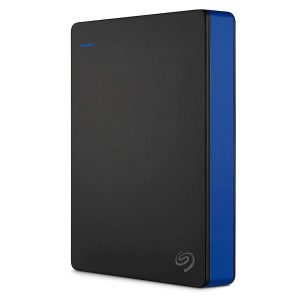Seagate 4TB Game Drive for PS4 Portable HDD – USB 3.0, no lag, blue, compact design.