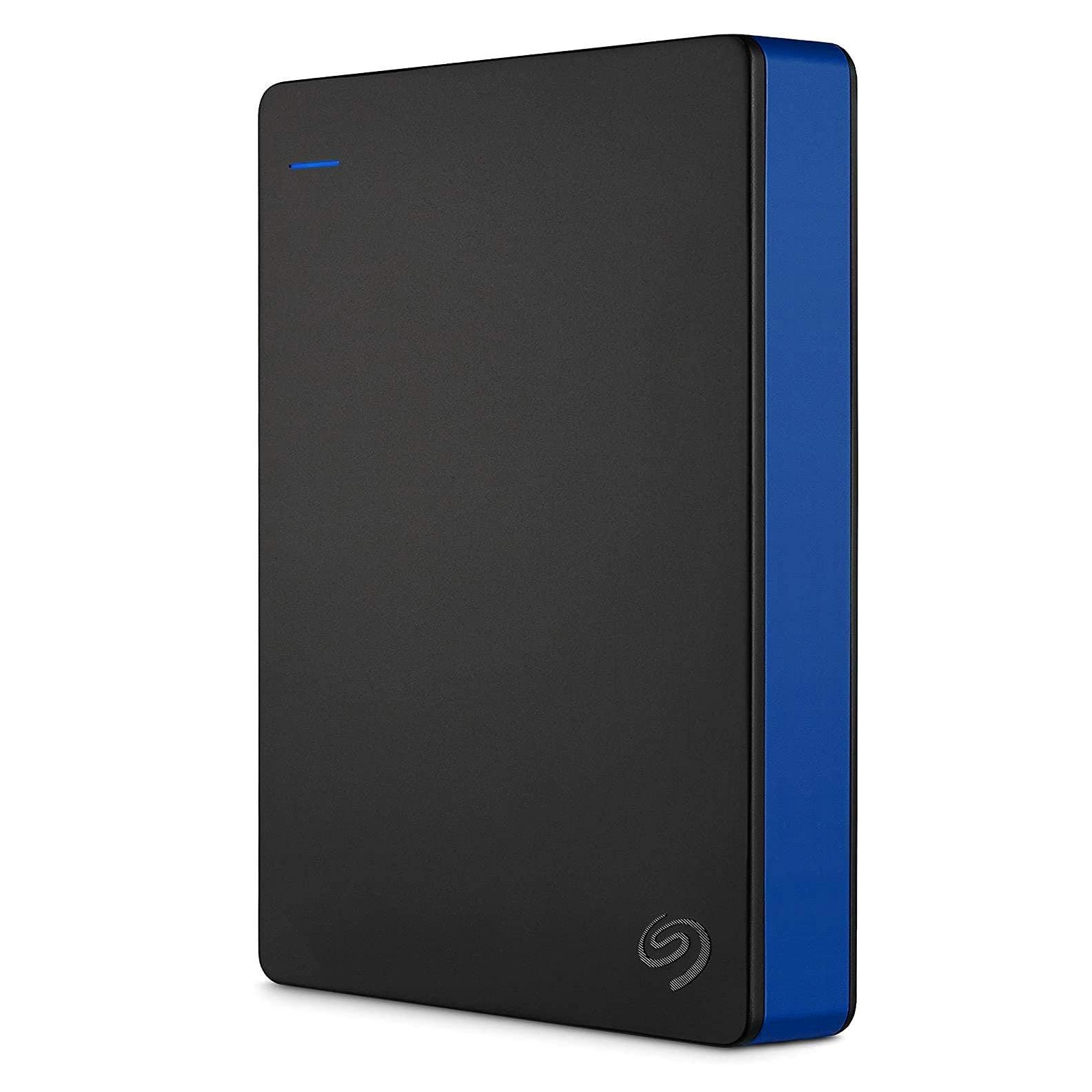 Seagate 4TB Game Drive for PS4 Portable HDD – USB 3.0, no lag, blue, compact design.