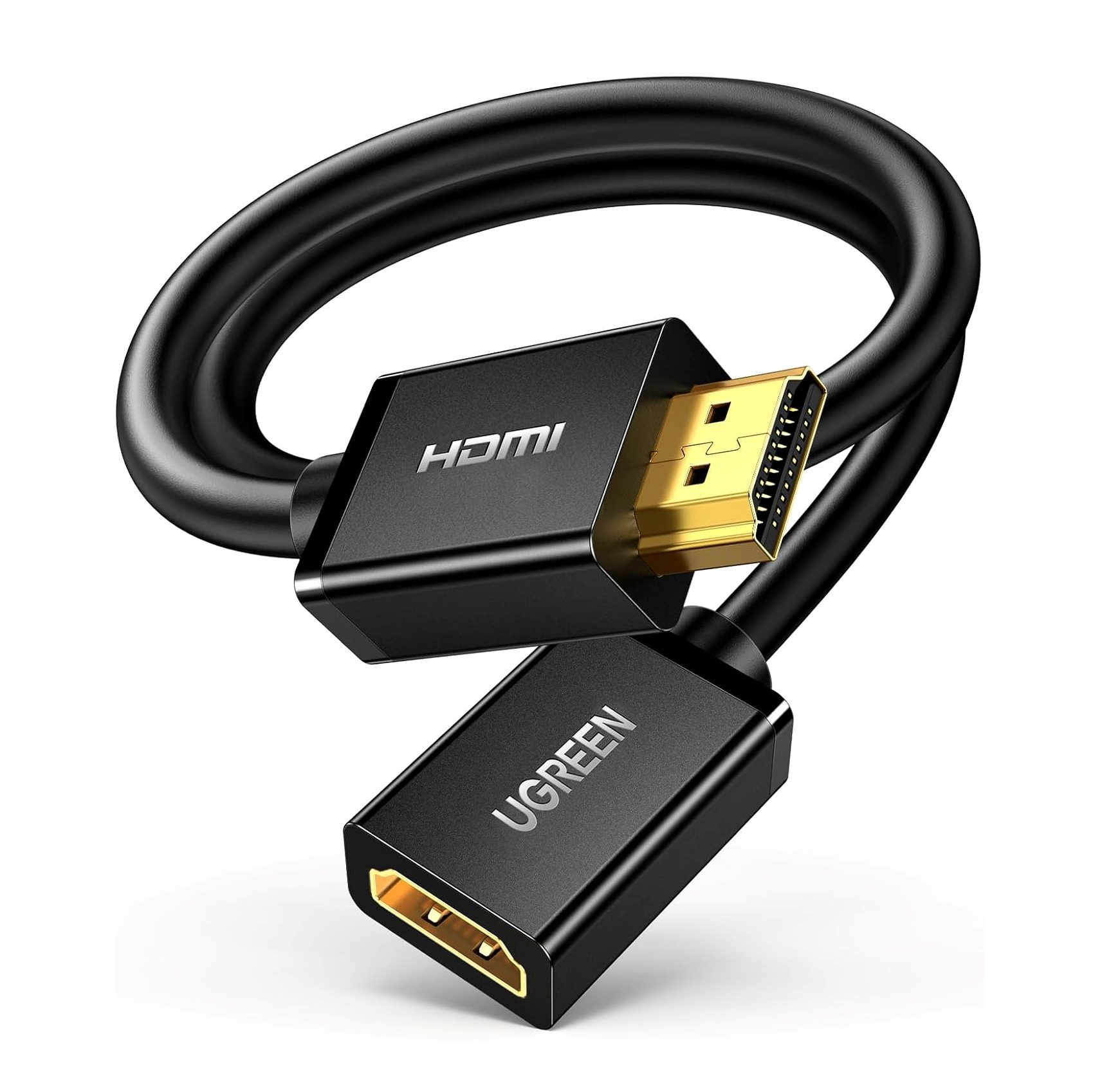 UGREEN HDMI Extension Cable, 4K 60Hz, 1.5FT, compatible with PS5, Xbox, Roku, and Chromecast.