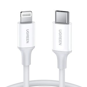 UGREEN 3FT USB-C to Lightning Cable, MFi certified, fast charging, durable design for Apple Lightning devices.