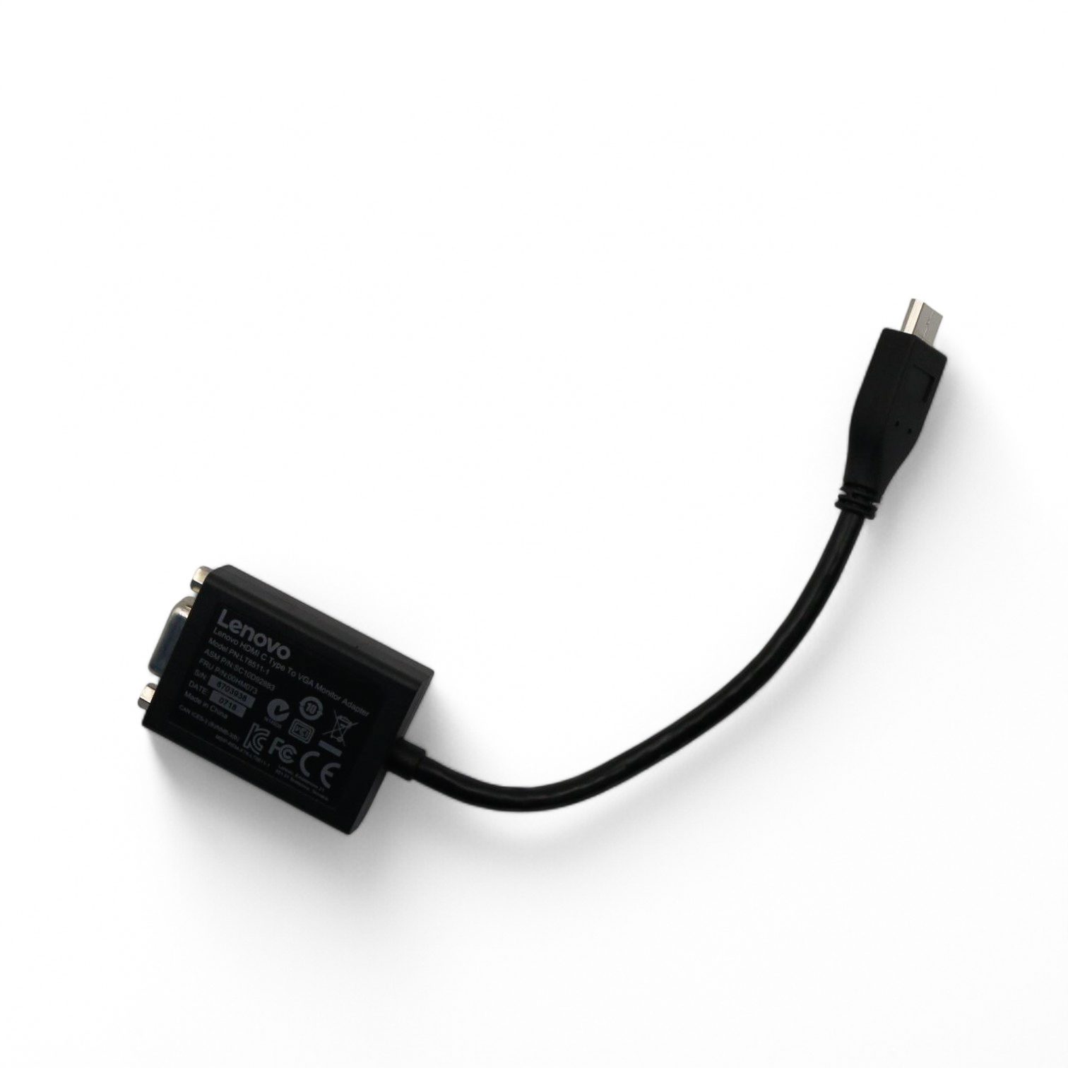 Lenovo 00HM073 Mini-HDMI to VGA Adapter Cable for video output conversion.