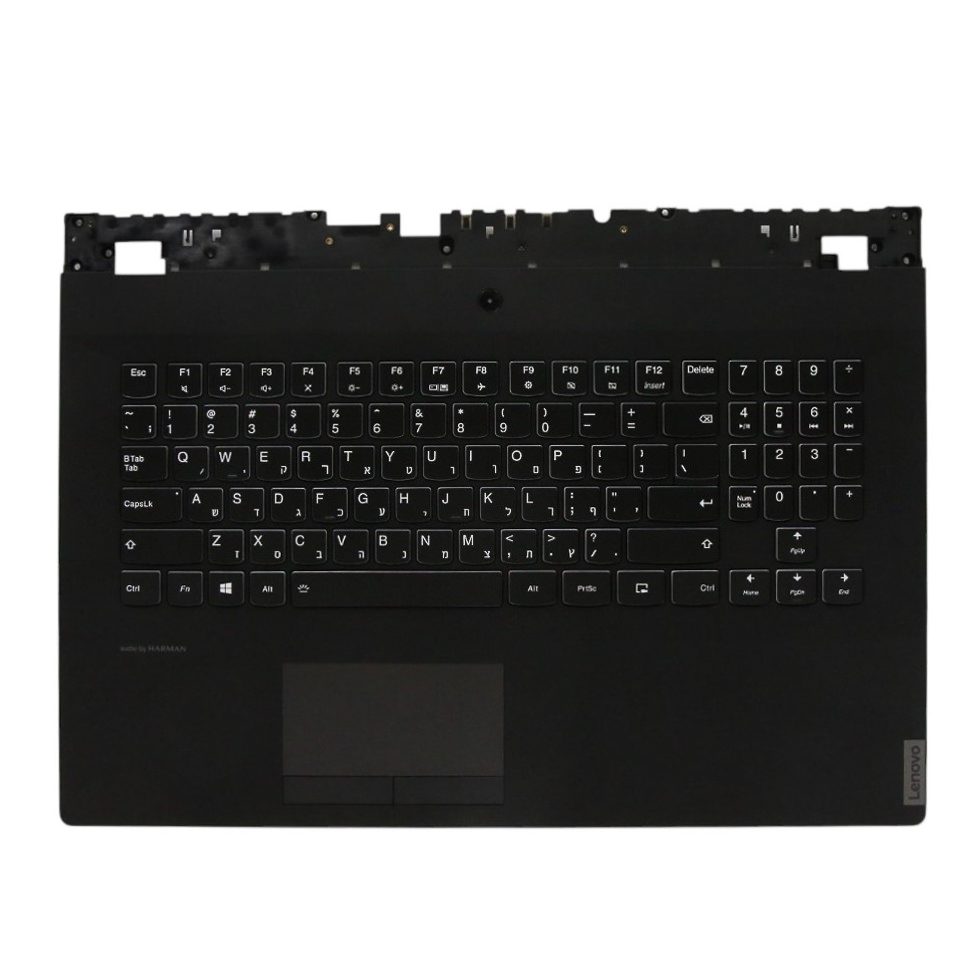 Lenovo 5CB0U42933 C-Cover with Hebrew Backlit Keyboard in Black for Legion Y540-17IRH (81Q4) and Y540-17IRH-PG0 (81T3)
