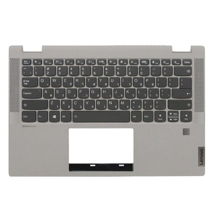 Lenovo 5CB0Y85382 C-Cover with Hebrew Keyboard, Backlit, Fingerprint Sensor, Platinum Grey for IdeaPad Flex 5-14