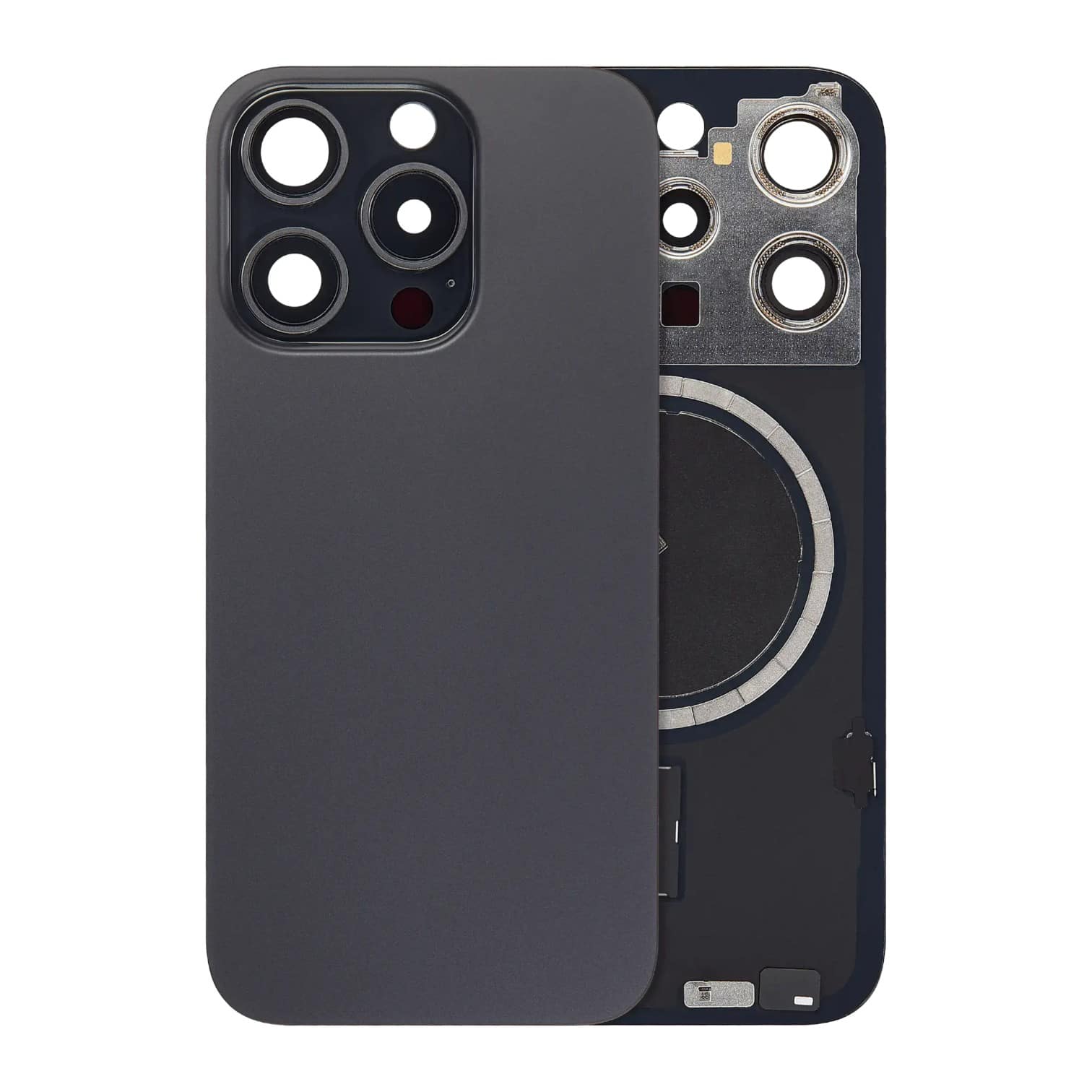 Aftermarket Black Titanium Back Glass with Steel Plate and MagSafe Magnet for 2023 iPhone 15 Pro A2848 (No Logo)