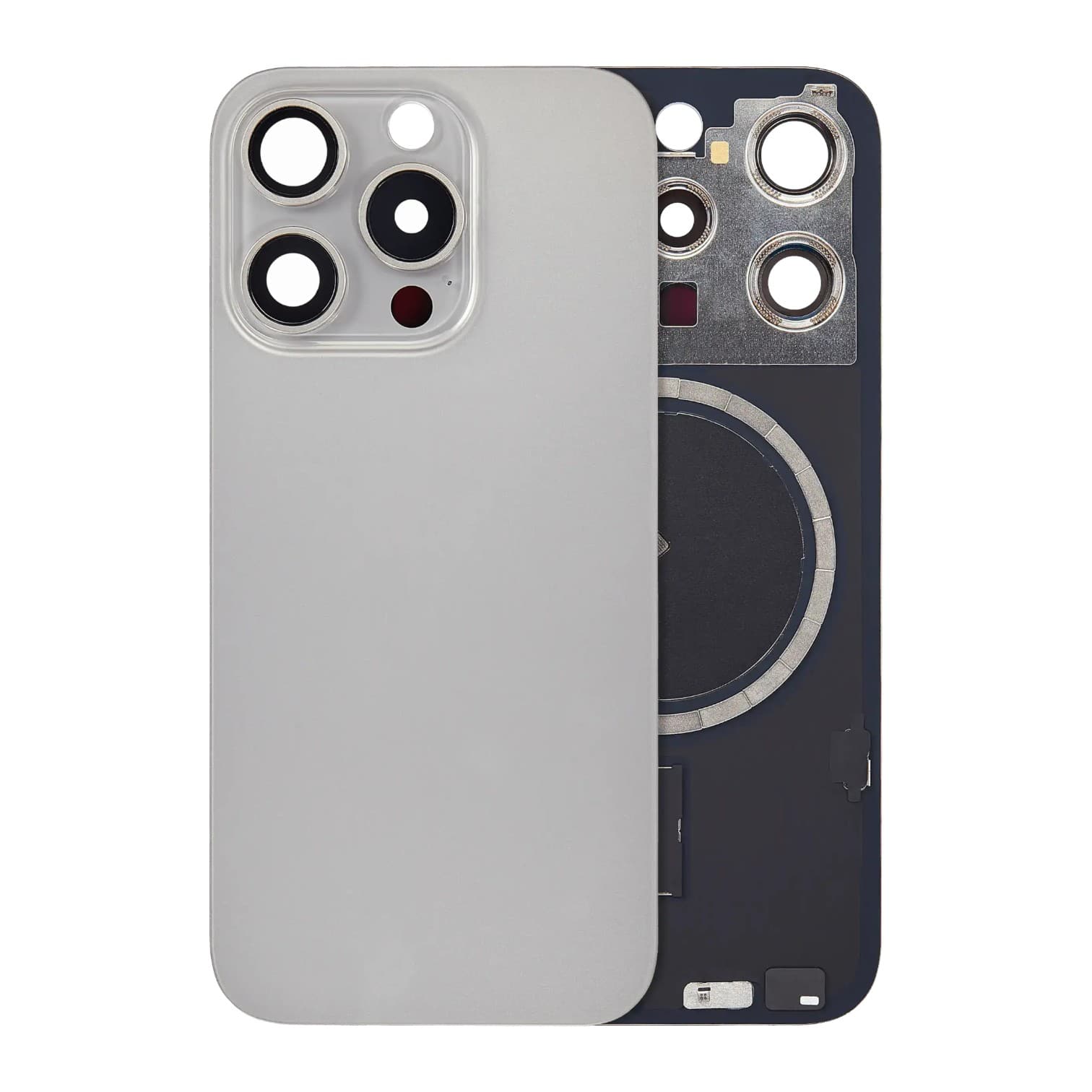 Aftermarket Natural Titanium Back Glass with Steel Plate and MagSafe Magnet for 2023 iPhone 15 Pro A2848 (No Logo)