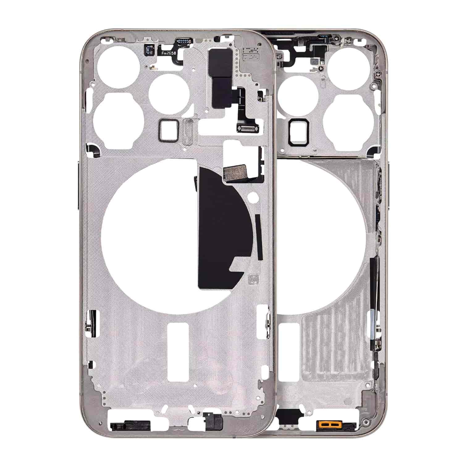 Enhanced Aftermarket Natural Titanium Mid-Frame Housing with Power and Volume Button for 2023 iPhone 15 Pro A2848