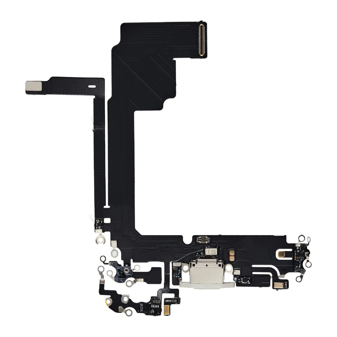 Enhanced Aftermarket White Titanium Charging Port Flex Cable for 2023 iPhone 15 Pro Max A2849