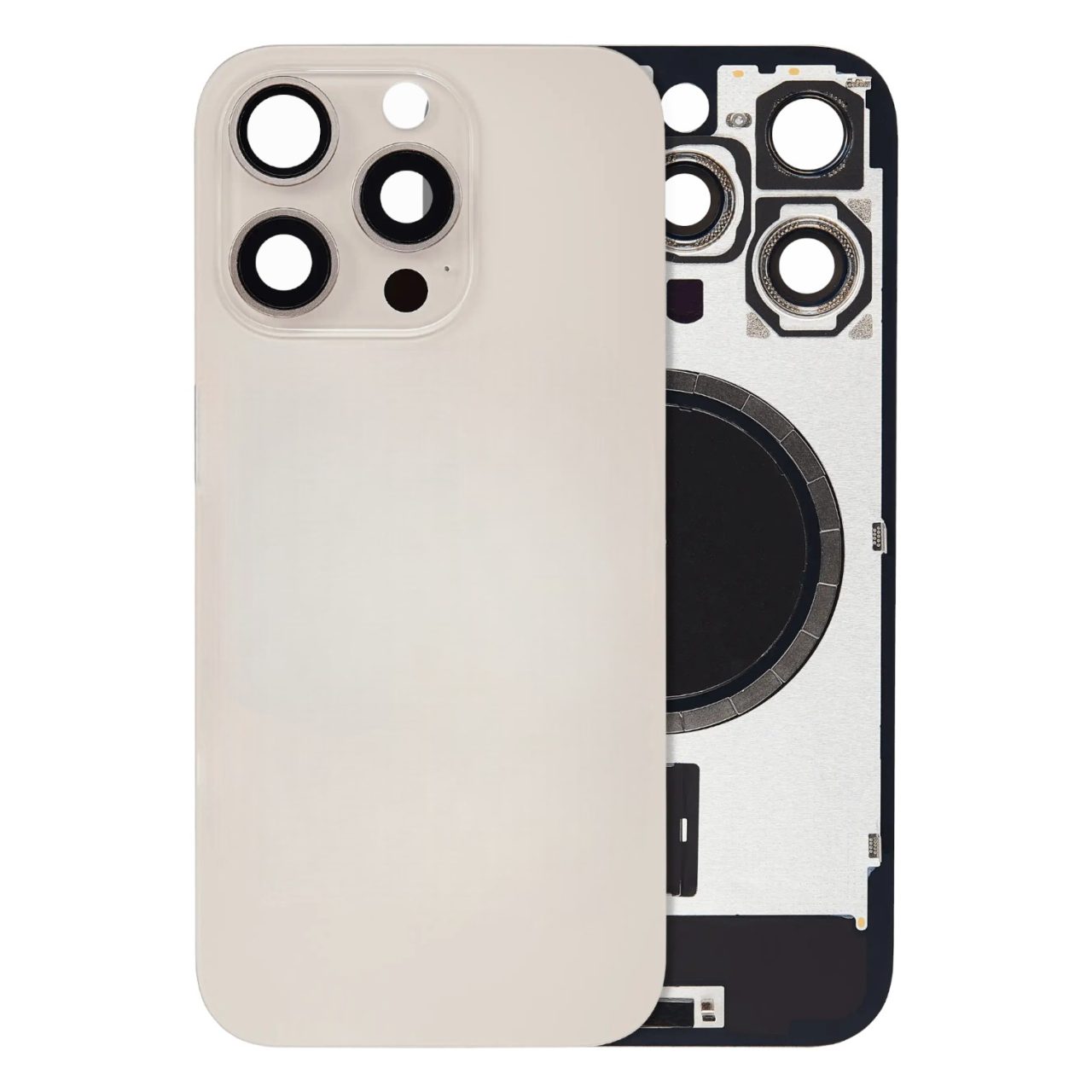 Aftermarket Desert Titanium Back Glass with Steel Plate and MagSafe Magnet for 2024 iPhone 16 Pro A3083 (No Logo)