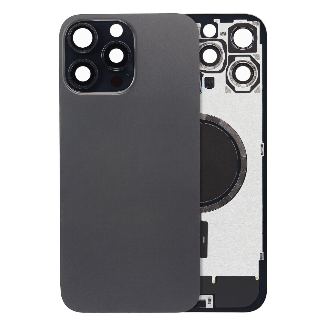 Aftermarket Black Titanium Back Glass with Steel Plate and MagSafe Magnet for 2024 iPhone 16 Pro Max A3084 (No Logo)