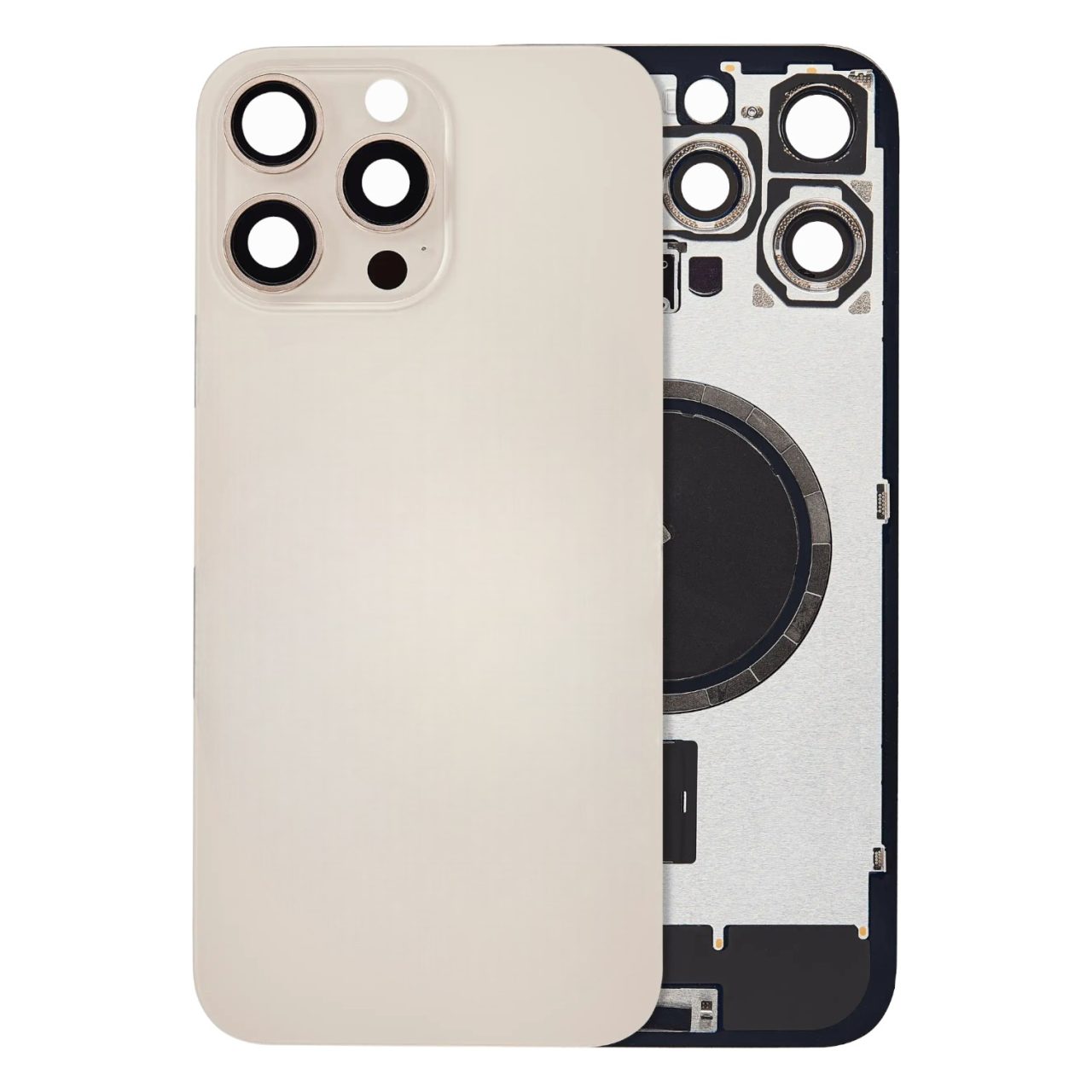 Aftermarket Desert Titanium Back Glass with Steel Plate and MagSafe Magnet for 2024 iPhone 16 Pro Max A3084 (No Logo)