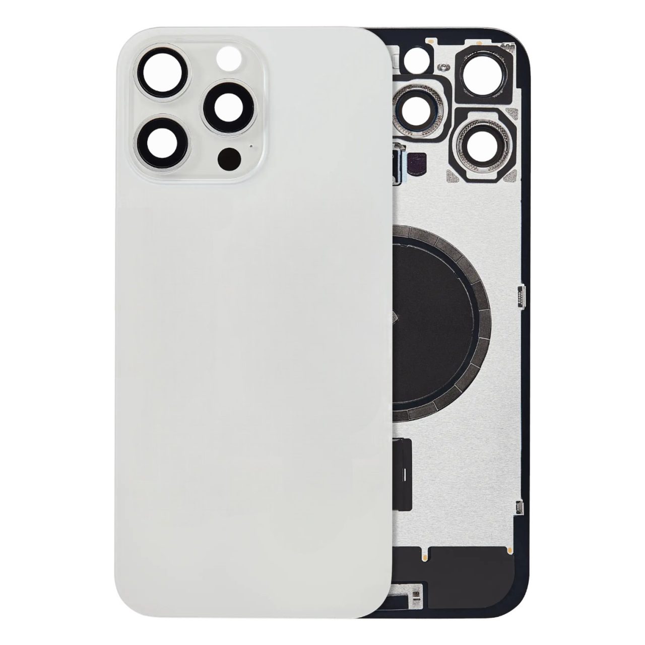 Aftermarket White Titanium Back Glass with Steel Plate and MagSafe Magnet for 2024 iPhone 16 Pro Max A3084 (No Logo)