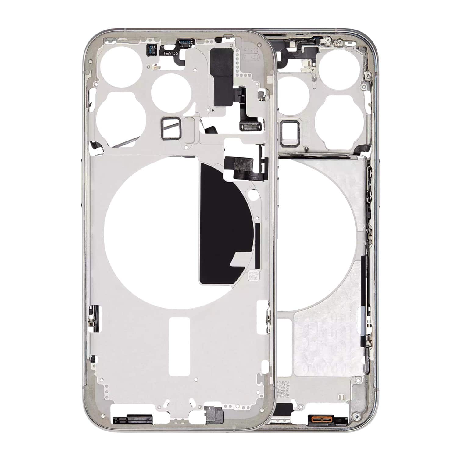 Enhanced Aftermarket White Titanium Mid-Frame Housing with Power and Volume Button for 2023 iPhone 15 Pro A3102