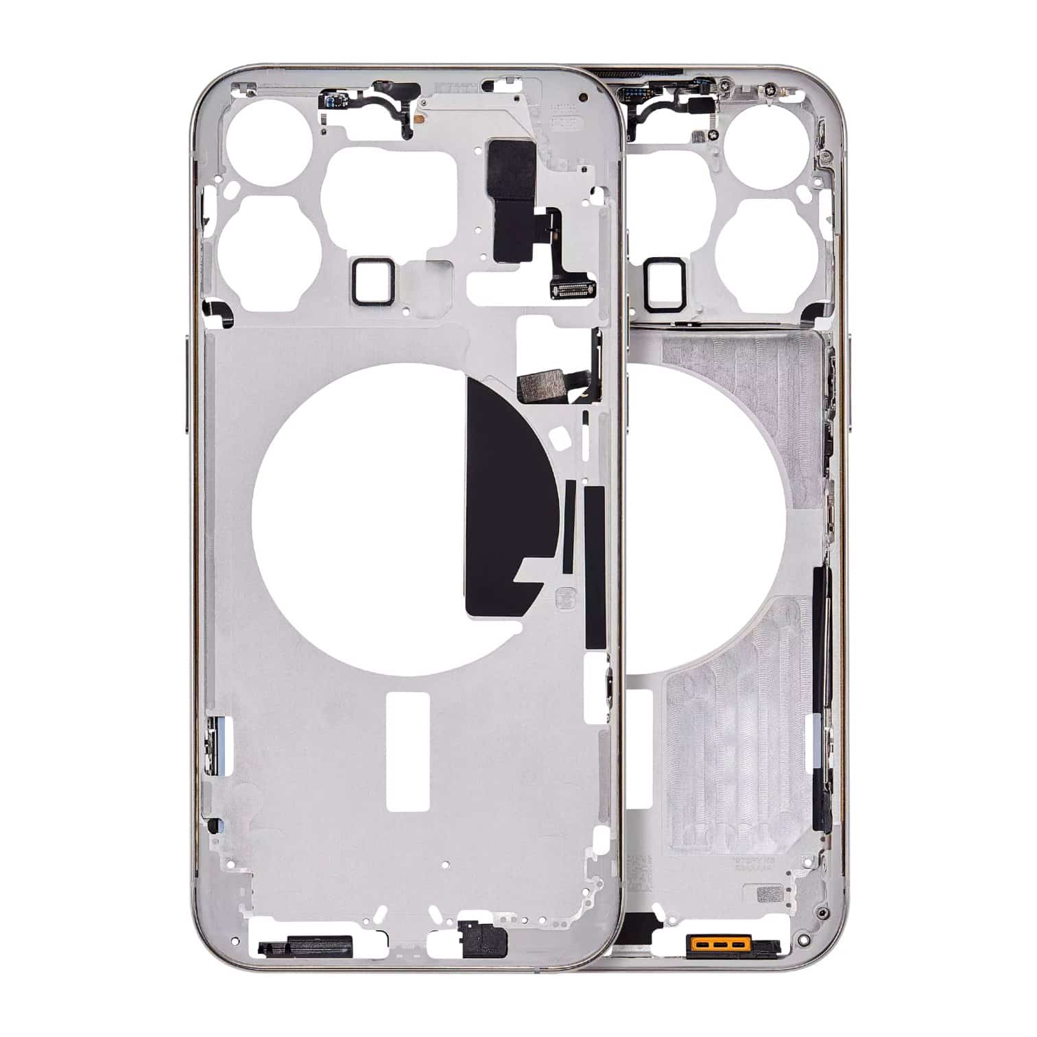 Enhanced Aftermarket White Titanium Mid-Frame Housing with Power and Volume Button for 2023 iPhone 15 Pro Max A3106