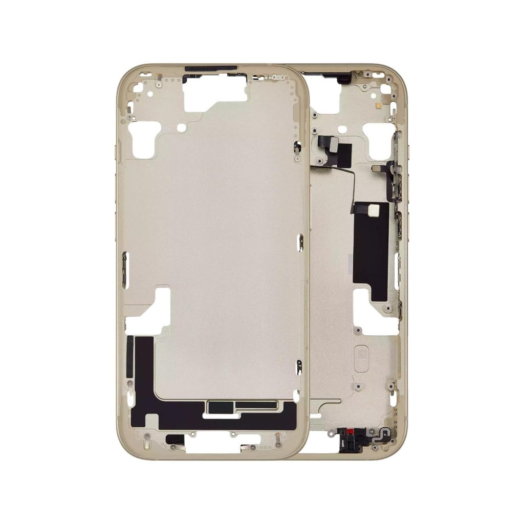 Aftermarket Yellow Mid-Frame Housing with Power and Volume Button for 2023 iPhone 15 A2846