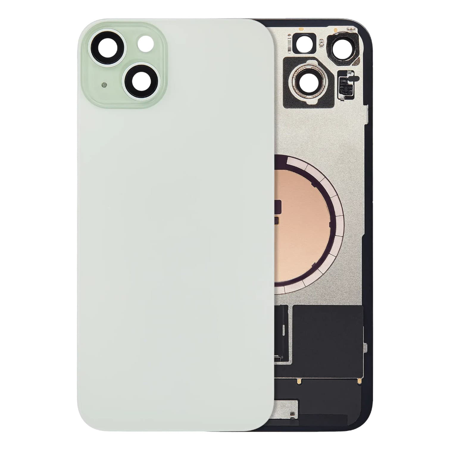 Back Glass with Steel Plate and MagSafe Magnet for 2023 iPhone 15 Plus A2847 (Green) (No Logo)