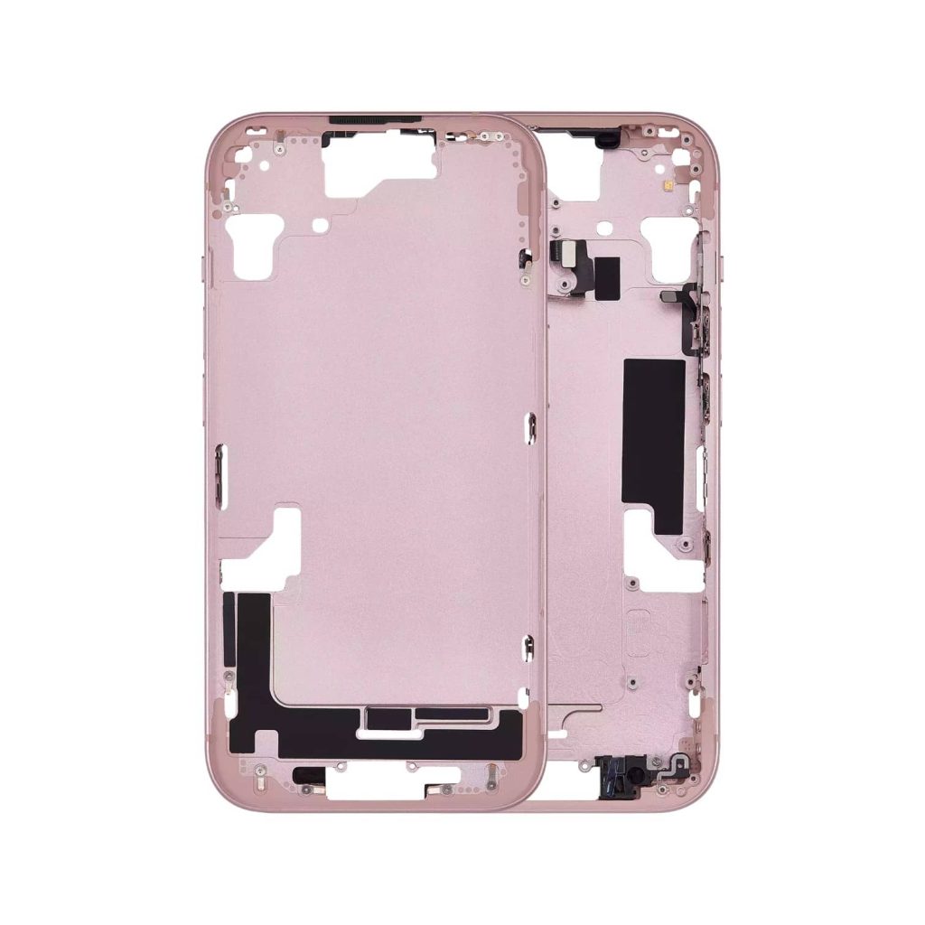 Aftermarket Pink Mid-Frame Housing with Power and Volume Button for 2023 iPhone 15 A3090