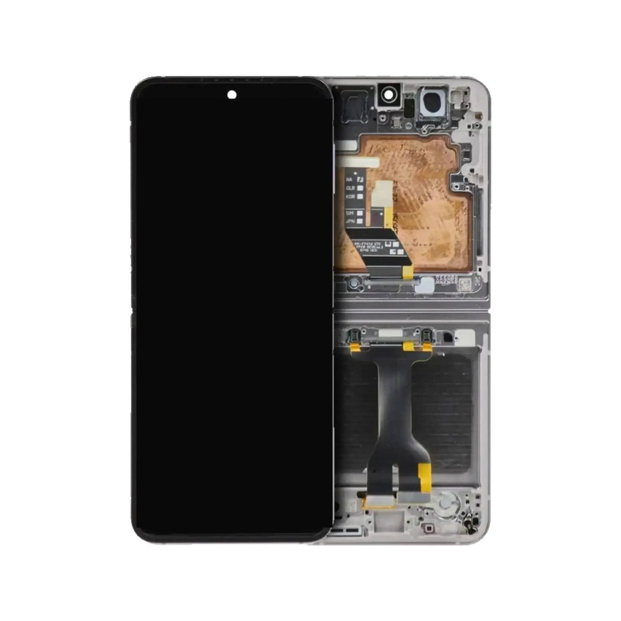 SM-F741 OEM Quality Inner OLED Assembly with Frame for 2024 Samsung Galaxy Z Flip 6 5G (US & International) (Silver Shadow)