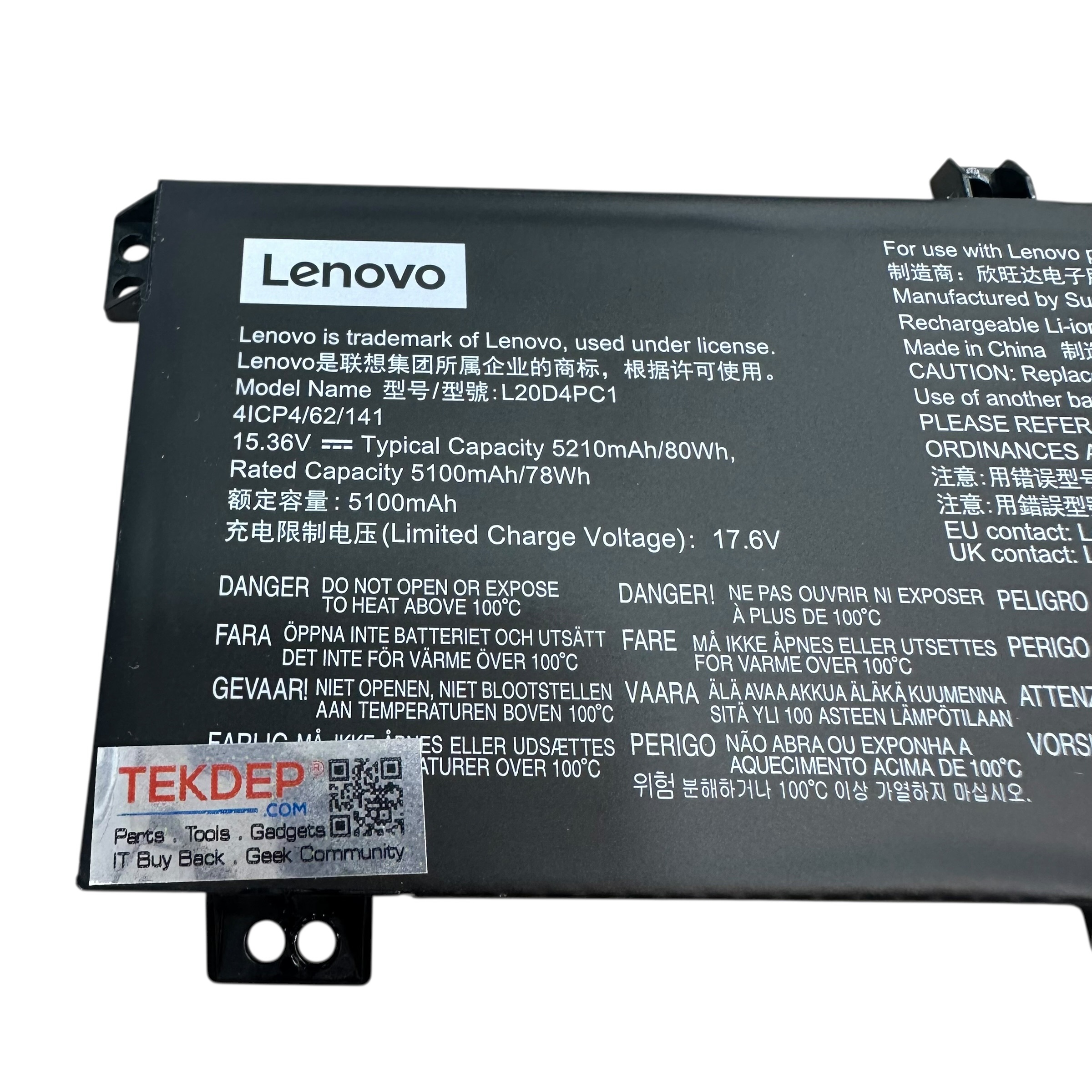 Replacement 80Wh battery for Lenovo Legion 5 Pro 16ITH6.