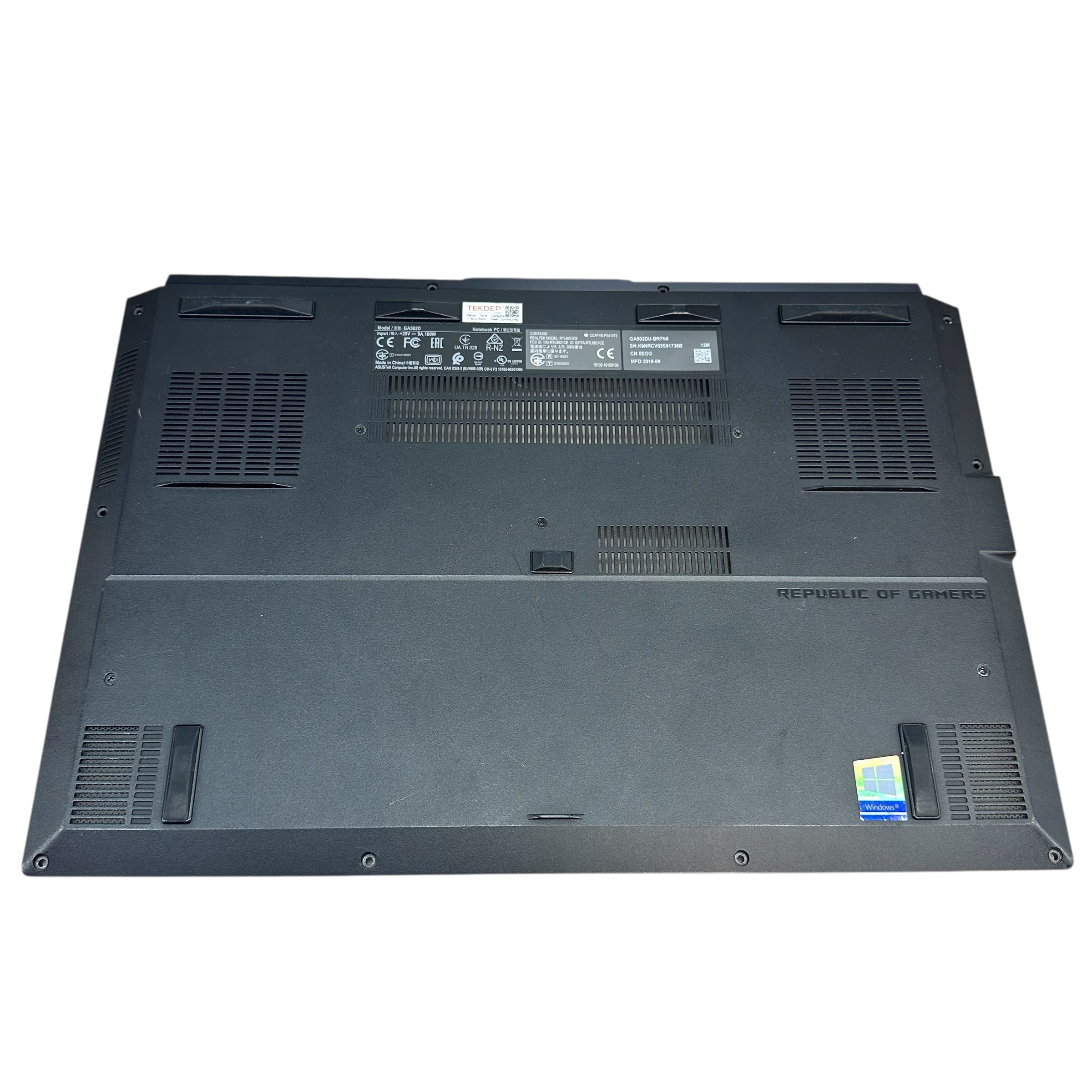 Original Backplate Asus Rog Zephyrus GA502DU