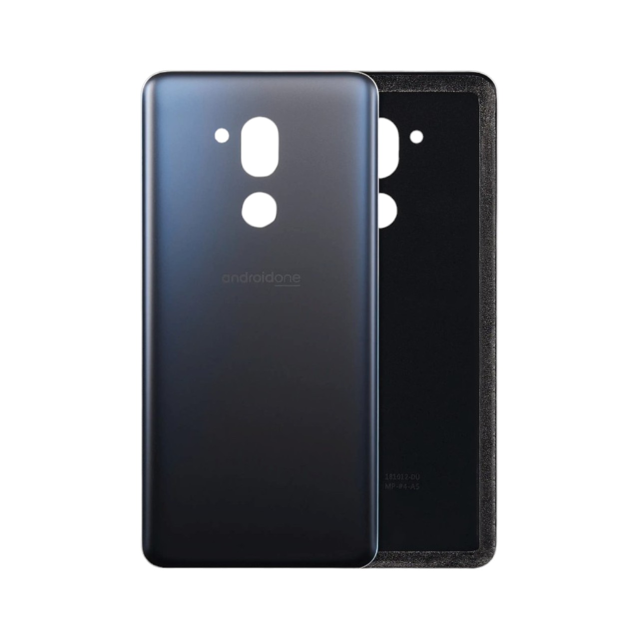 Replacement exterior back cover glass panel for LG G7 One.