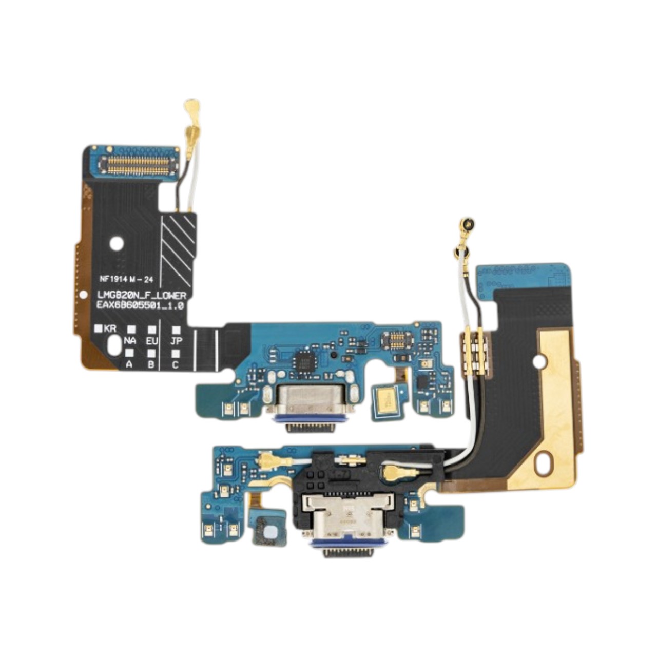 Replacement internal charging port flex cable for LG G8 ThinQ US version.